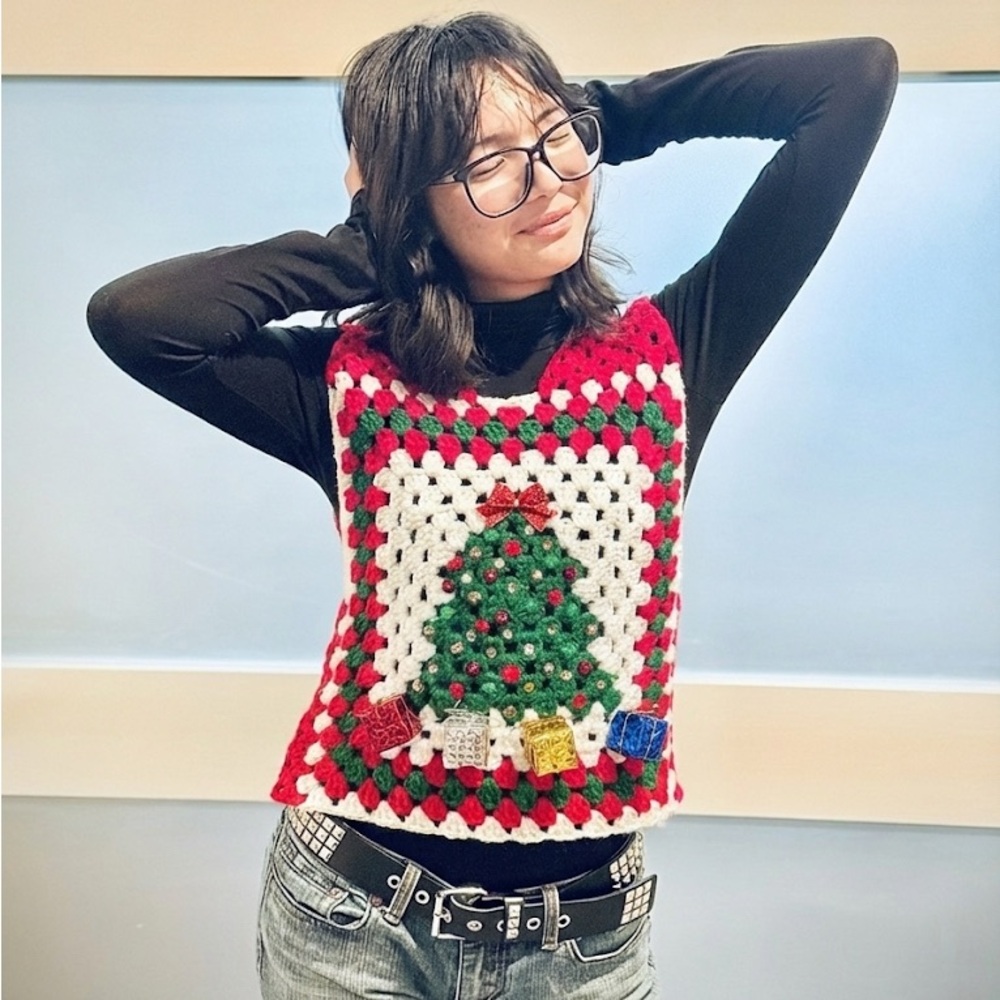 Festive Christmas Tree Ugly Sweater Vest